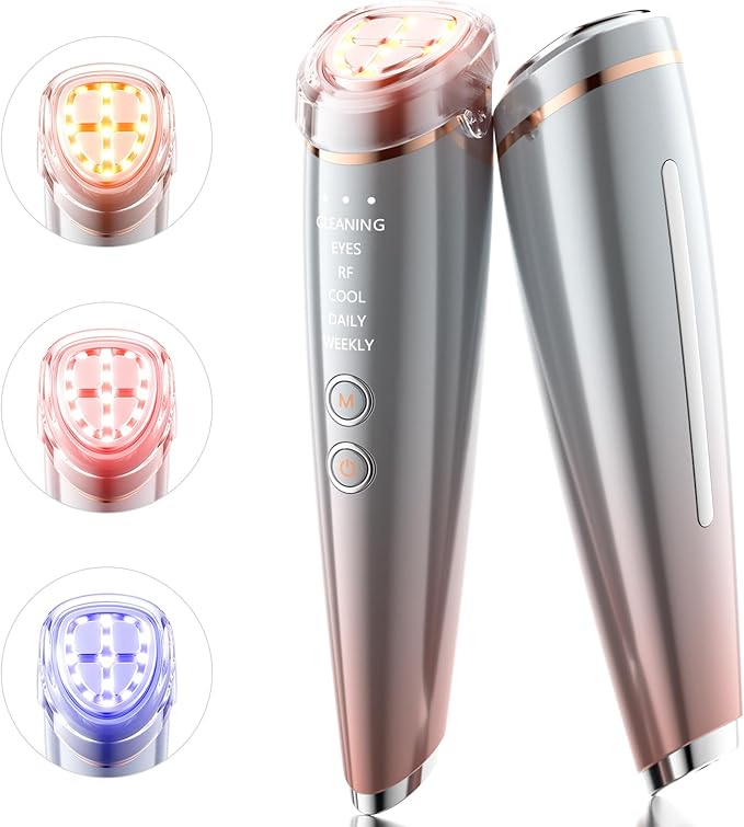 美容器 1台16役 6種類モード 3段階レベル微電流 3色LED光 1-2MHzスマート ワンタッチデイリーケア ウィークリーケア 超音波振動 目元ケア 肌ケア 温冷ケア イオン導入導出 毛穴 クリー