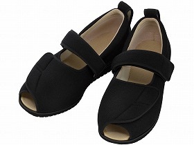 徳武産業 あゆみシューズ 介護靴 施設用 オープンマジックII 9E ブラック 両足4Lサイズ 7018