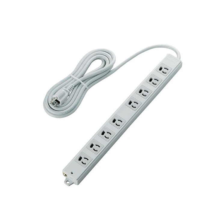 工事物件 3ピン 熱に強い 雷ガード マグネット付 電源タップ 8個口 3m グレー