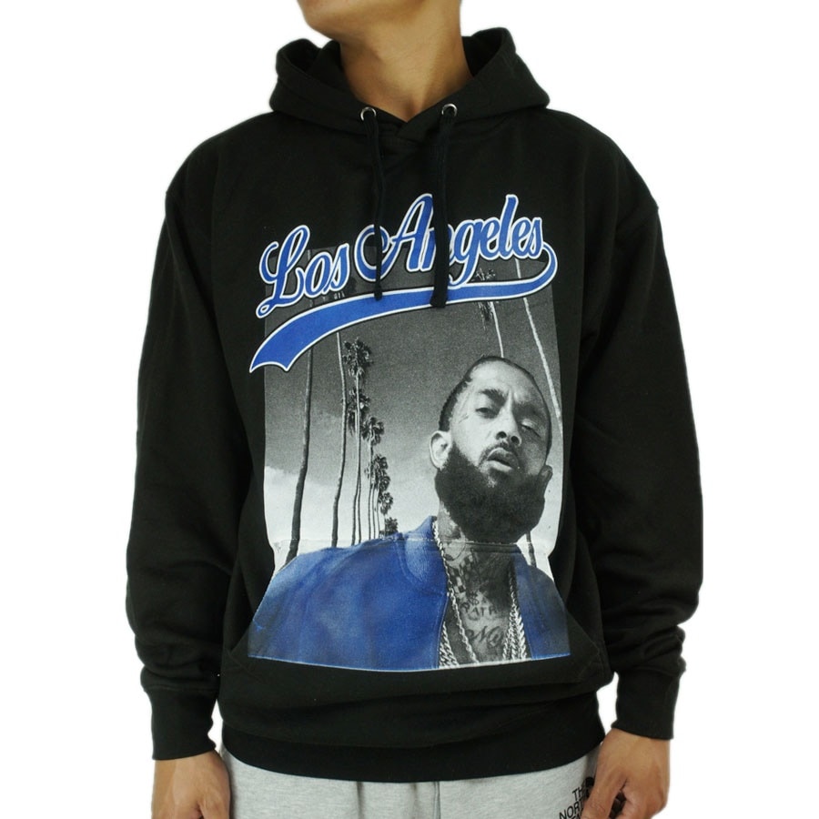 メンズ パーカーNIPSEY HUSSLE ニプシーハッスル プルオーバーパーカーBLACK(ブラック)黒 白 青 MARATHON PARKA ロサンゼルス RIP HIPHOP SLAUSON C