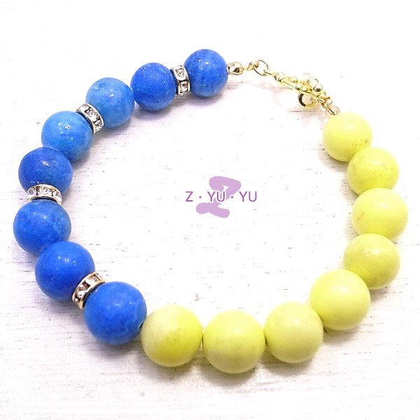 黄青色のバイカラーブレスレット ZYUYU /ゼットユユ