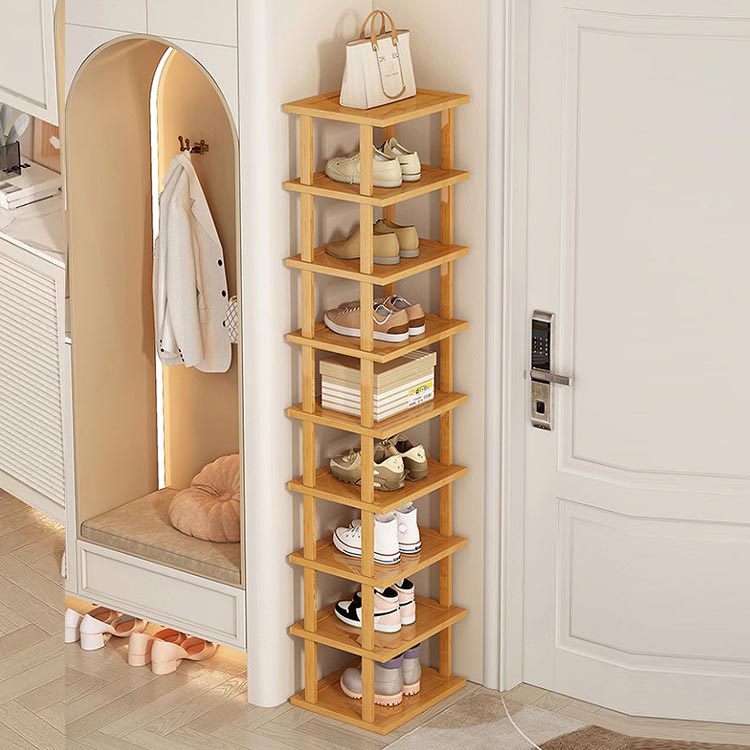 シューズラック 9段 省スペース スリム 靴 収納 大容量 靴箱 シューズボックス 竹製 下駄箱 ラック 靴入れ 玄関収納 シューズ棚 一人暮らし スニーカー ディスプレイ 靴収納