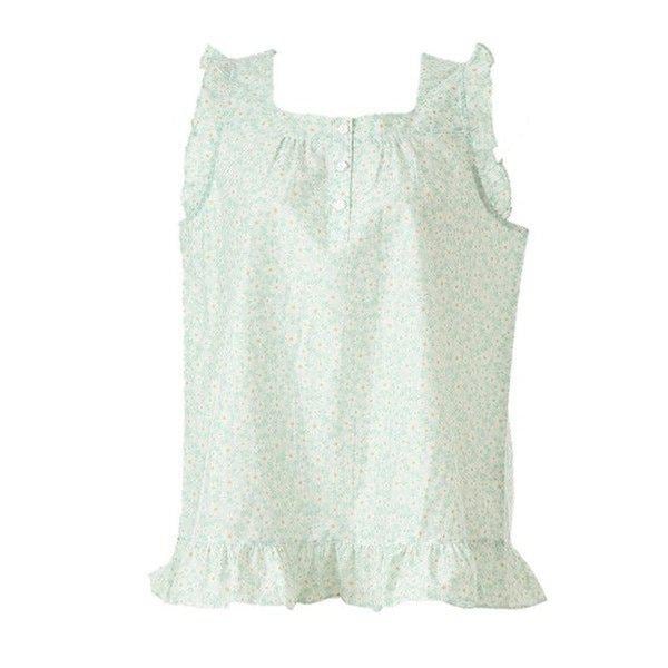 デイジー花柄プリント 女性用トップス ノースリーブ パジャマ BU(VEVS108W)_CA