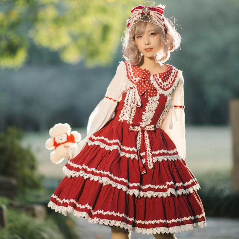 ロリータ ワンピース ジャンパースカート ロリィタ 可愛い 定番 メイド服 プリンセス お姫様 配色 ゴスロリ