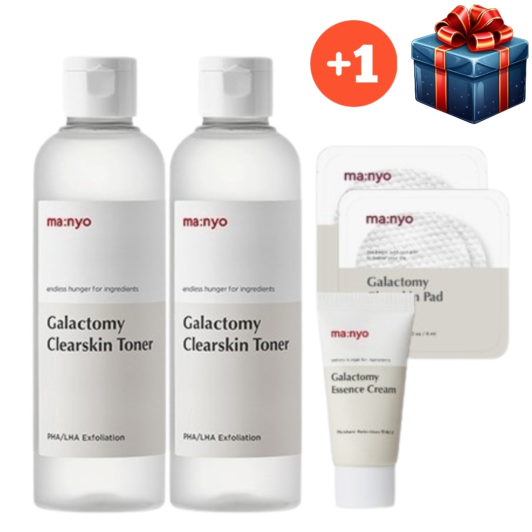 [韓国人気1+1大容量]ガラクトミ クリアスキン トナー210ml+210ml計420ml追加贈呈 [+クリーム15ml+パッド2枚入りx2] 韓国コスメの中の保湿 肌バリア 肌透明跡 スキンケア ツ