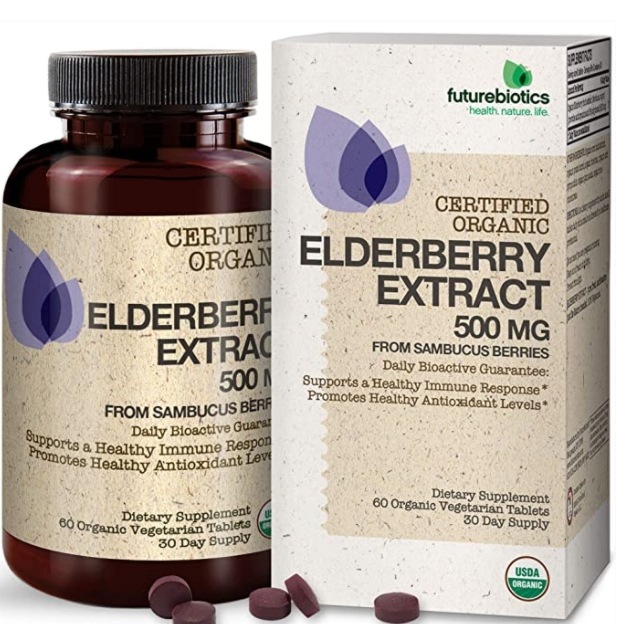 Futurebiotics Elderberry Extract 500 mg USDA Certified Organic from Sambucus Berries 60 Vegetarian