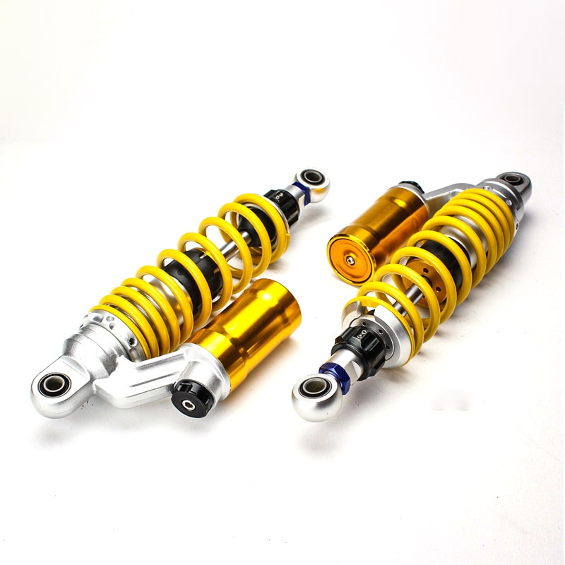 リアサスペンション 325mm ブッシュ取付 2本セット ダンパー プリロード 車高調整 リアショック イエロー バイク用 S-565