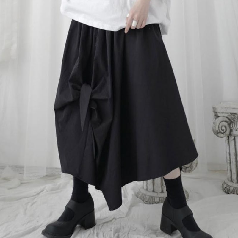 レディーススカートブラックカジュアルサマーニューファッションラージサイズファッションパーソナリティボウ不規則ミドル丈スカートハイウエストレディーススカート多目的ファッション 5,519円