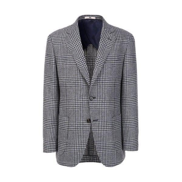 [26SS] ネイビー ウールシルクリネン チェック ジャケット (DMJA6A032N2)