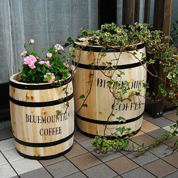 コーヒー樽 コーヒーバレル 水抜き穴 ごみ箱 傘立て おしゃれ 庭 ブルーマウンテン ガーデニング オブジェ 飾り 庭 玄関 カントリー風