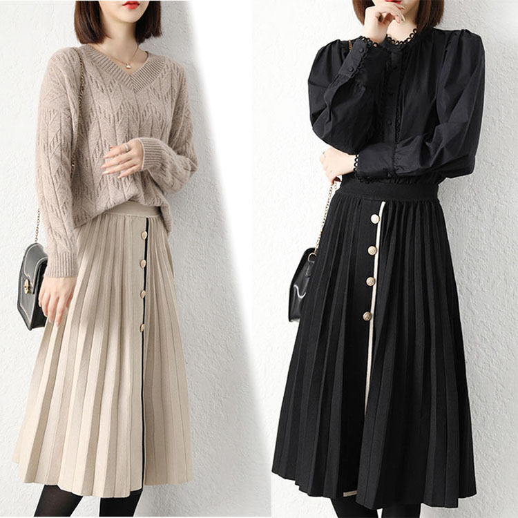 スカート 春 秋 プリーツスカート レーディス ブラック ベージュ ロング マキシ シンプル きれいめ 結婚式 二次会 同窓会 おしゃれ 女の子 ファッション 体型カバー ウェストゴム ボタン