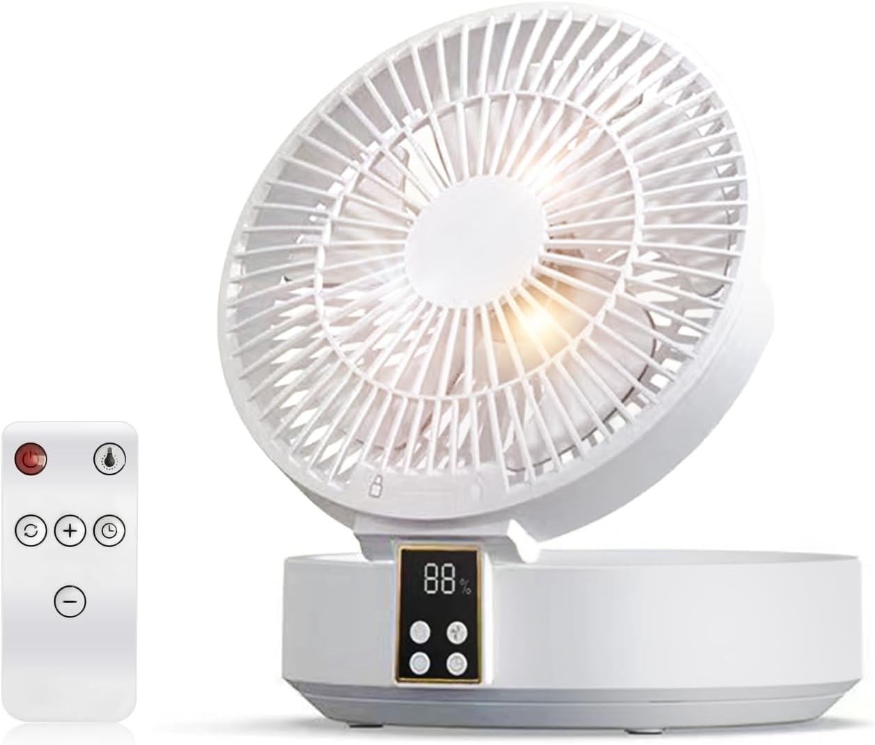 サーキュレーター 扇風機 静音 リモコン付き 左右首振り Type-C充電式 折りたたみ式 卓上扇風機 壁挂可能 8畳 空気循環 換気 3段階風量 LEDライト機能付き 軽量 日本語取扱説明書付き
