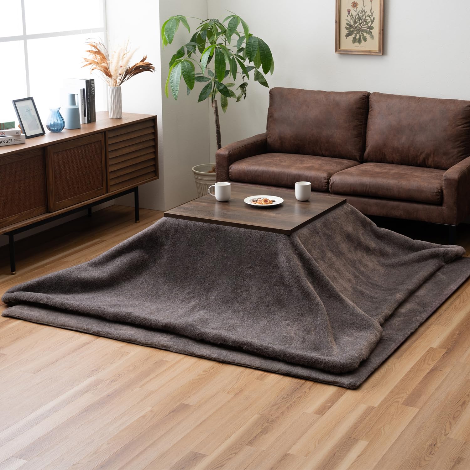 イケヒコ こたつ 掛け布団 上掛け 厚い 長方形 ファリー ココアブラウン 約190×240cm 洗える フェイクファー のある色合い ふわふわ ボリューム感 上質 なめらか 深みがあり落ち着いたシッ