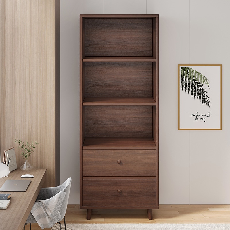 北欧实木书架落地多层储物柜子收纳置物架展示柜家用客厅转角书柜
