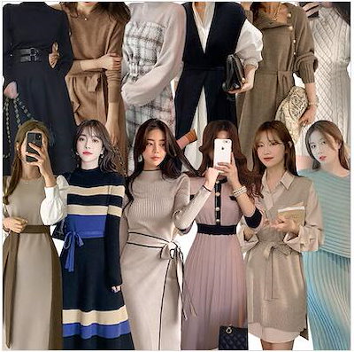 Qoo10] 韓国ファッションドレスニットワンピース冬