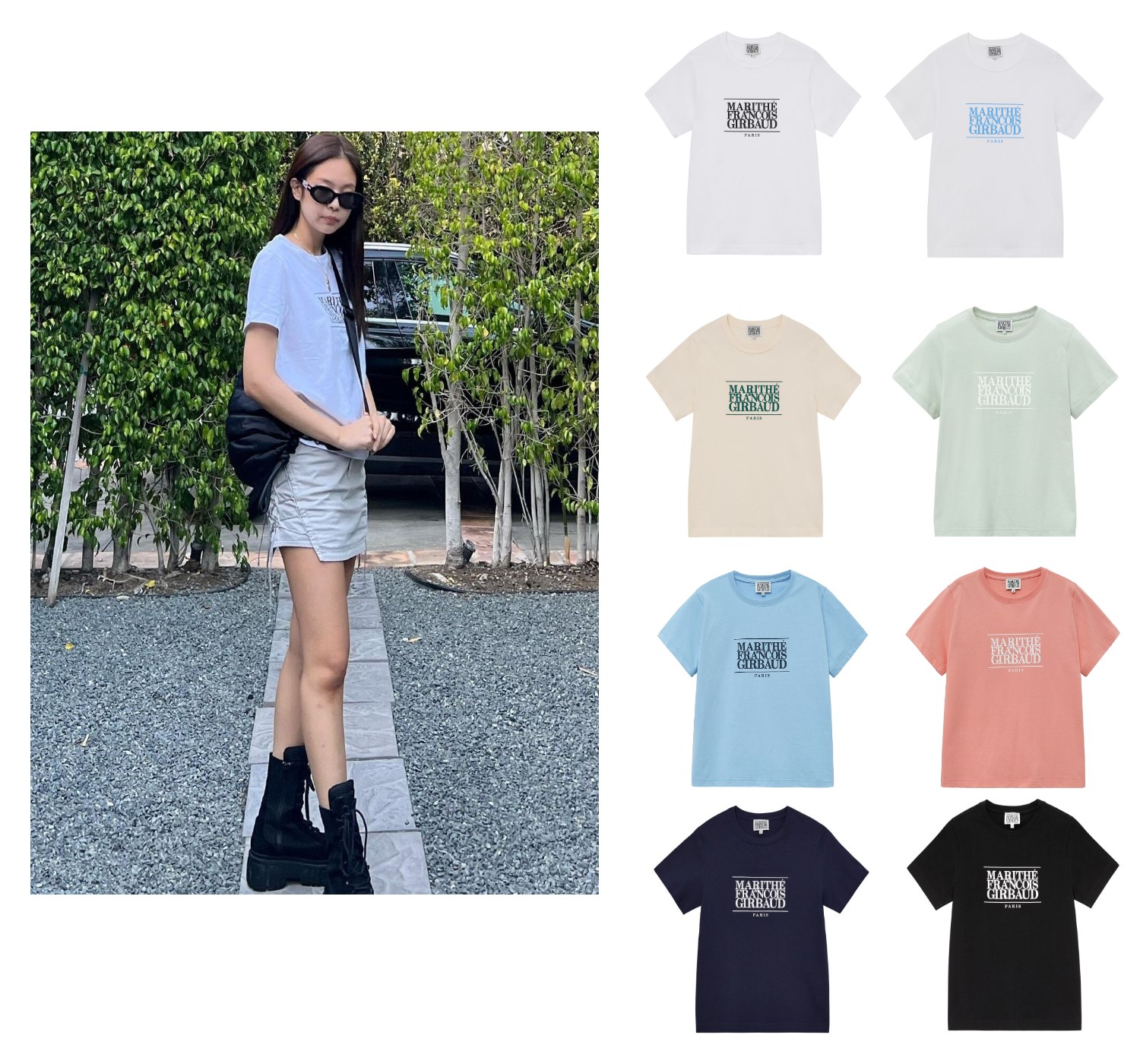 BLACKPINK ジェニ PICK W CLASSIC LOGO TEE 8color 韓国 ファッション 正規品 夏 大人気 ブランド 女性 半袖 カジュアル トレンド Tシャツ ユニセックス