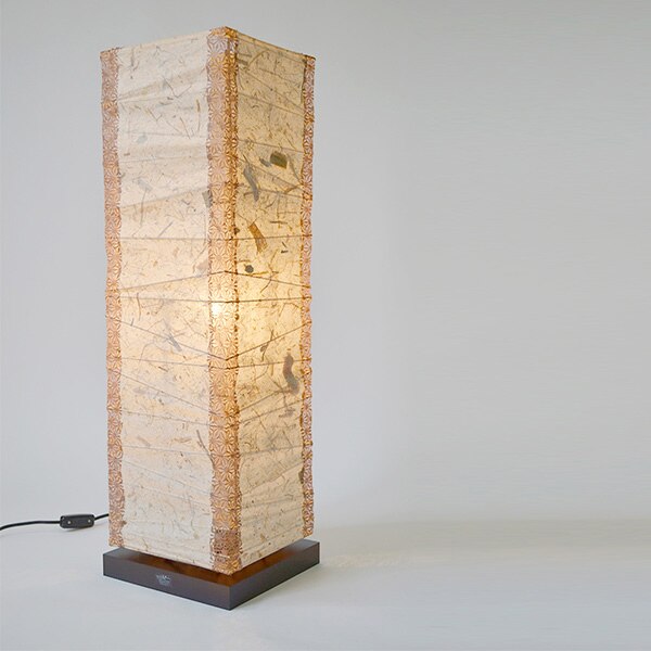 フロアライト 幅21x奥行21x高さ70cm box ボックス バナナ紙x麻葉唐茶 B-522