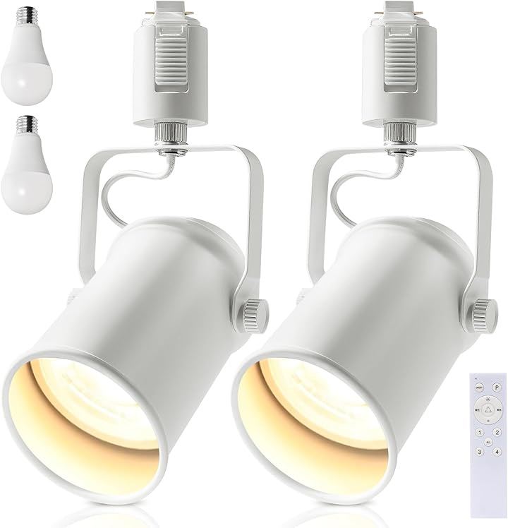 レールライト ダクトレール用スポットライト E26口金 角度調節可能 ロック機構により脱落を防止 簡単なインストール 高級 和風 目に優しい 節電 (ホワイト, 2調光電球)