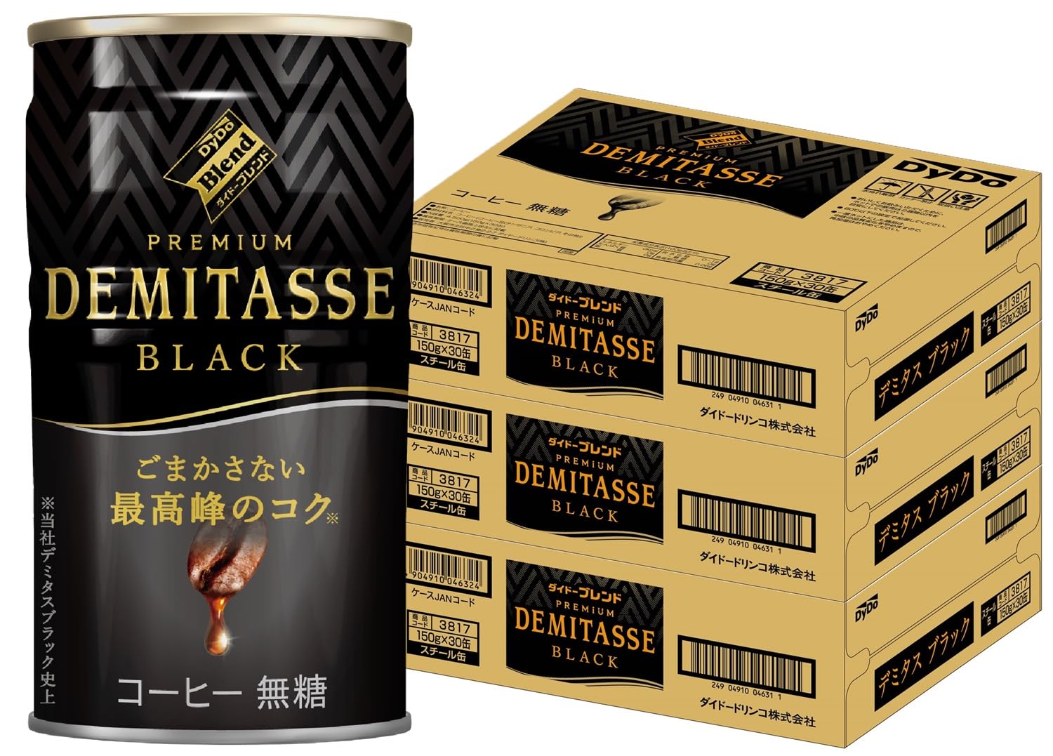 ダイドー　ブレンド デミタス コーヒー ブラック BLACK　150g缶×３０本　３ケース