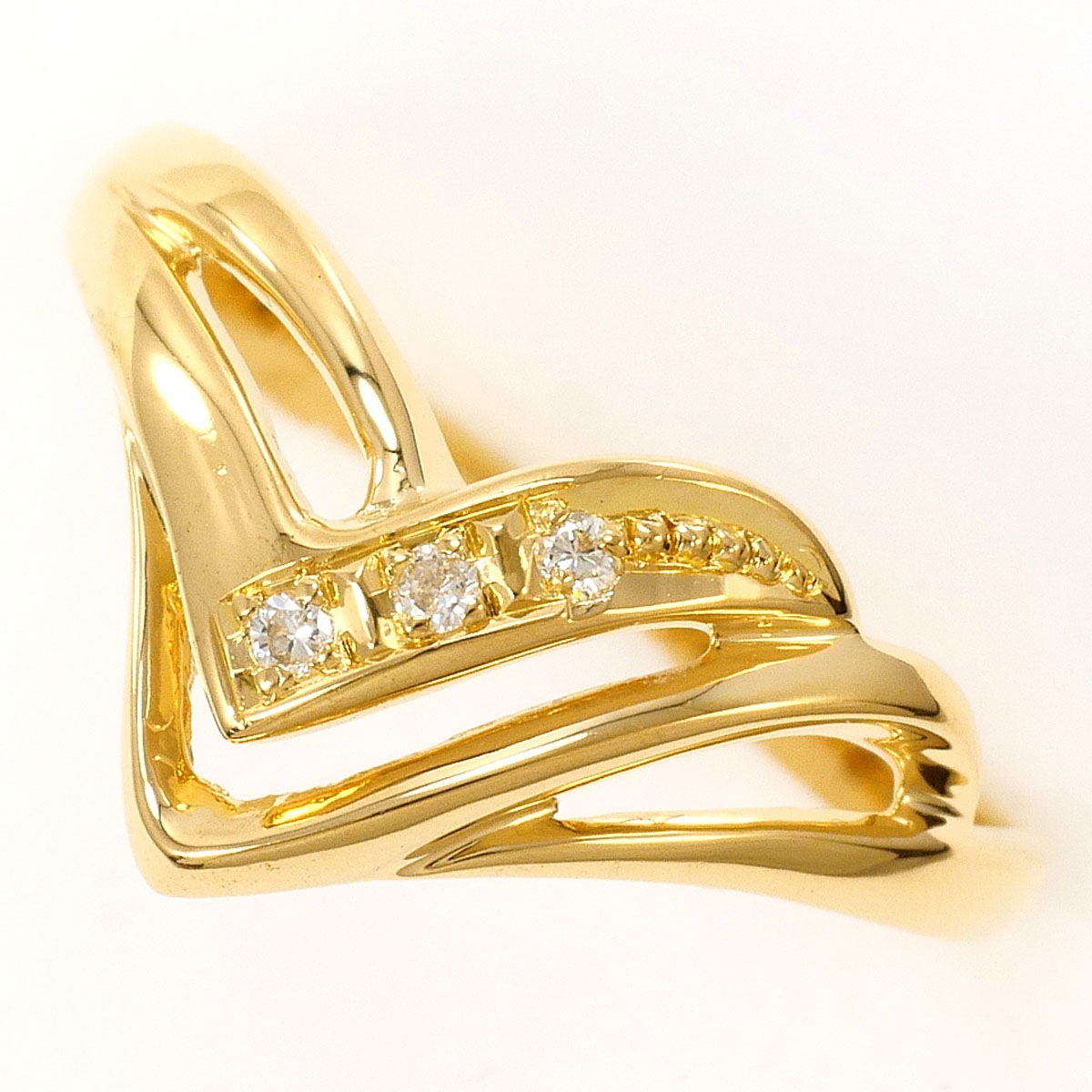 K18 18金 YG イエローゴールド リング・指輪 12号 ダイヤモンド 0.03ct 総重量約1.7g 中古