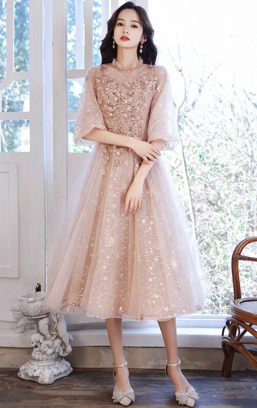 イブニングドレス Aラインドレス ロングドレス 結婚式 花嫁の介添え パーティードレス レデイース 撮影 マキシ丈ワンピース 宴会 ミモレ丈ワンピース 袖あり 発表会 二次会 同窓会 スレンダー 演出