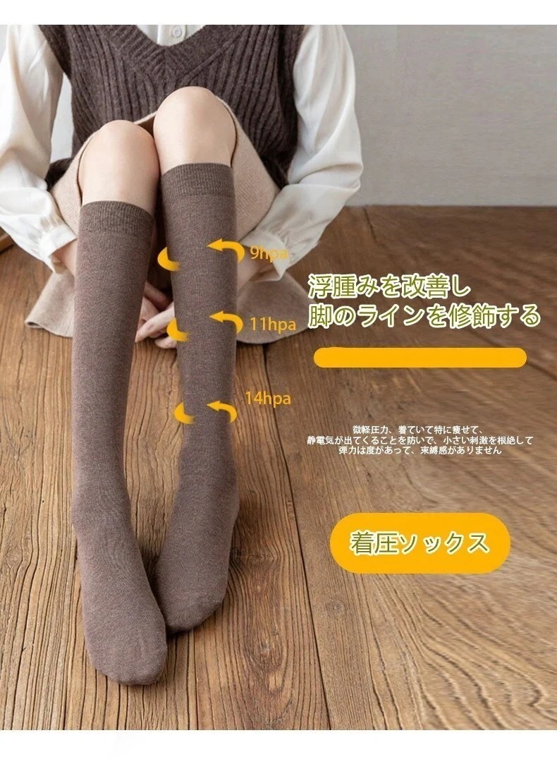 【まとめ買い価格 10セット1配送】足元あったかレッグウェア3足セット 段階着圧ハイソックス 靴下 ソックス レディース 着圧 ハイソックス 綿 あったか 通学