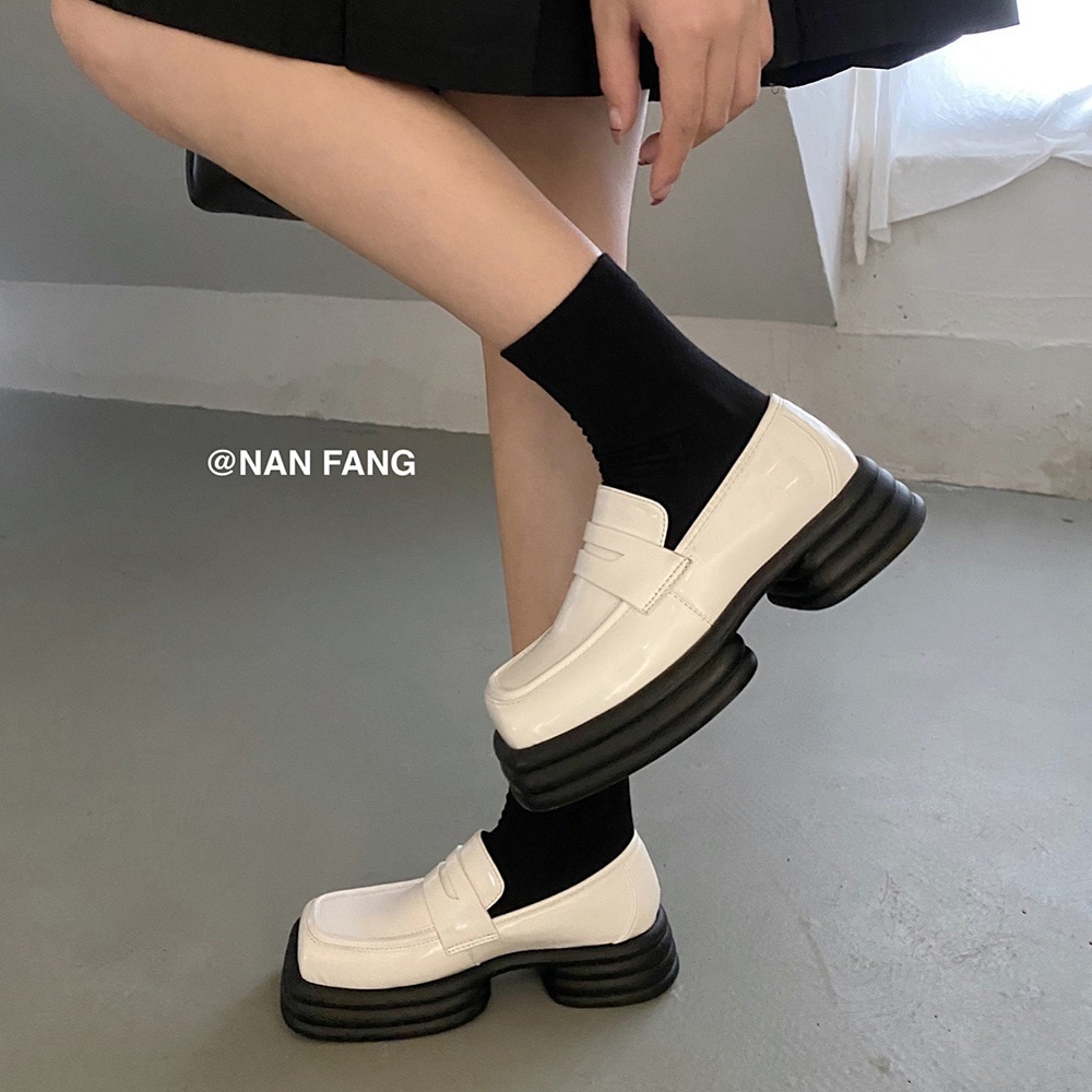 身長アップローファー厚底靴シンプルレトロキャンパス風レディース気質