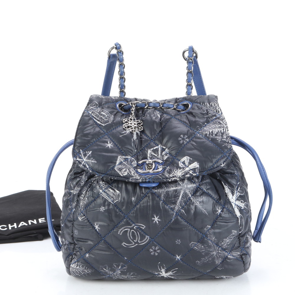 極美品 シリアルシール付 マトラッセ 雪の結晶 スノープリント レザー×ナイロン リュックサック リュック バックパック ショルダー バッグ レディース EUE CP8-7 中古