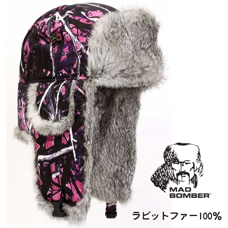 304MUD MAD BOMBER ロシア帽子 マッドボンバーハット ラビット ファー100％ 帽子 スキー帽子 アメリカブランド 防寒用 ボンバーハット パイロットキャップ 毛皮 冬帽子 キャップ