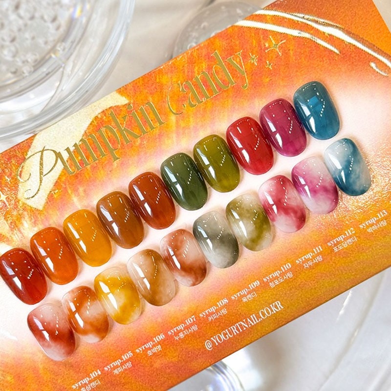 【 YOGURTNAIL】[Pumpkin Candy] - [10色セット] / 秋を閉じ込めたパンプキンキャンディシロップジェルコレクション