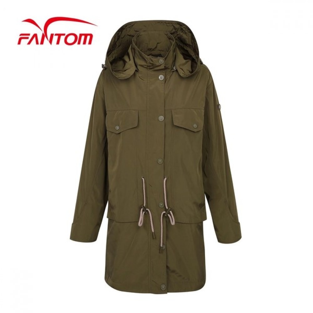 (Phantom) 女性用胸元ポケット付きフード付き取り外し可能なサファリジャンパー