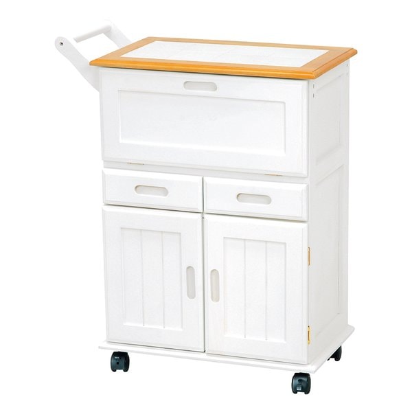キッチンワゴン ナチュラル/ホワイト 幅59cm 扉付き目隠し収納 MW-3709NW 9,130円