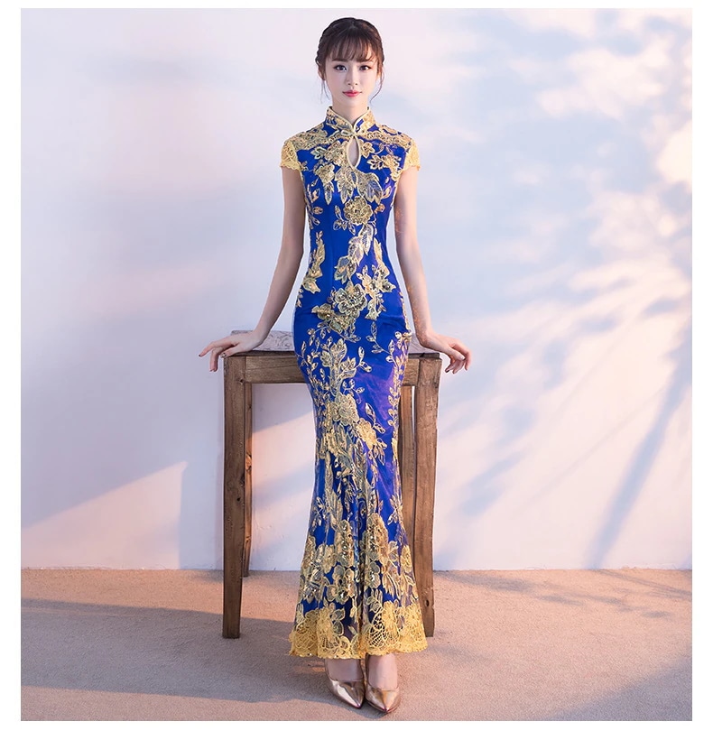 ワンピースドレスドレステールモディファイドチョンサム2025年春の女性のための尊厳と大気のレースレトロセクシーなスリムドレス