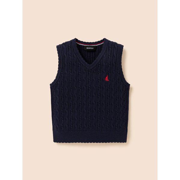 [BEANPOLE KIDS] [エッセンシャル] 女児 クラシック ケーブル ニット ベスト ネイビー (BI6151GE1R)