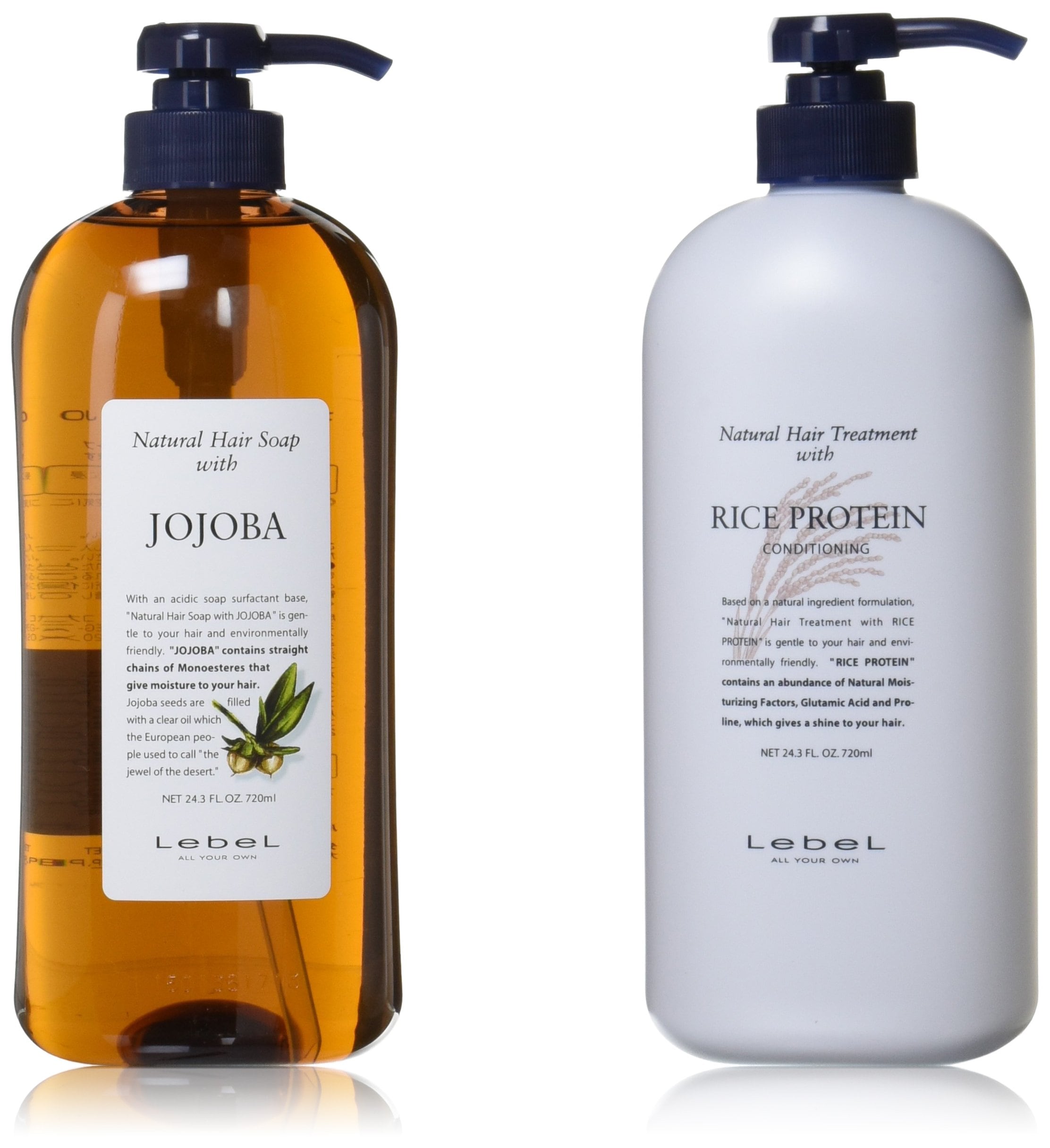 【定番セット】 ルベル(LebeL) ナチュラルヘアソープ ウィズ JO (ホホバ 720ml)＆ ナチュラルヘアトリートメント ウィズ RP (ライスプロテイン 720g) モイスチャライジング