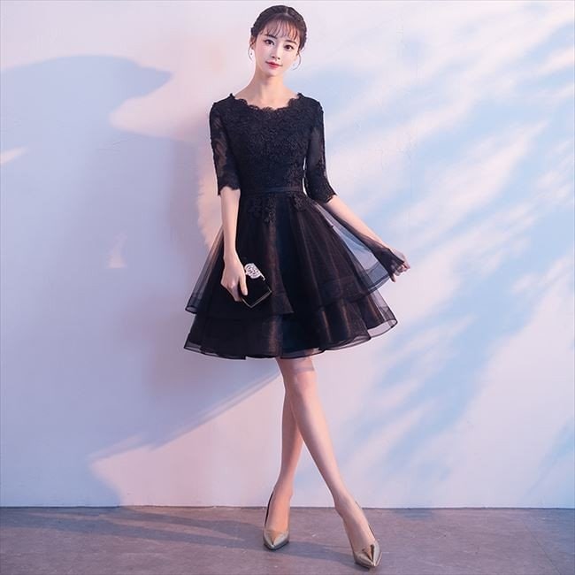 パーティードレス ワンピース おしゃれ フォーマル お呼ばれ 花柄 シースルー カラードレス结婚式