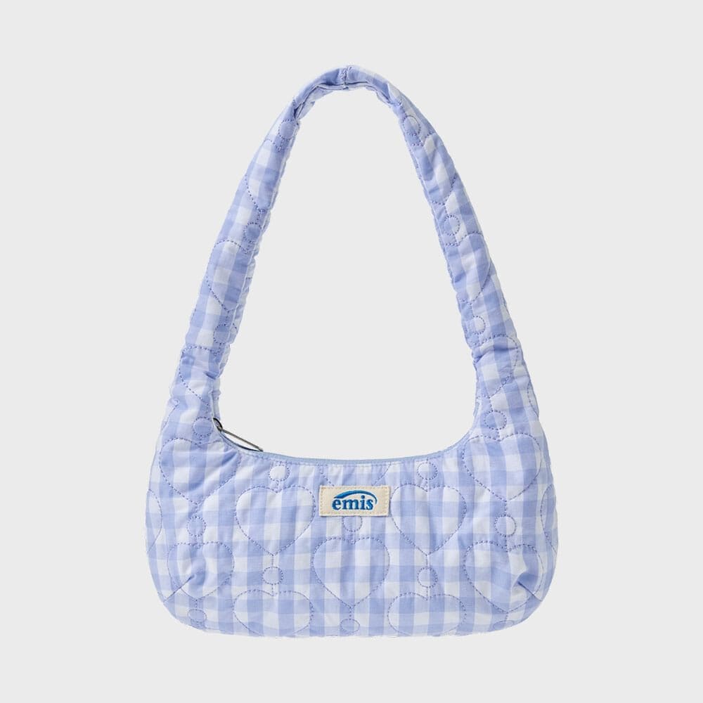 Emise ハートキルトショルダーバッグ-スカイブルー
