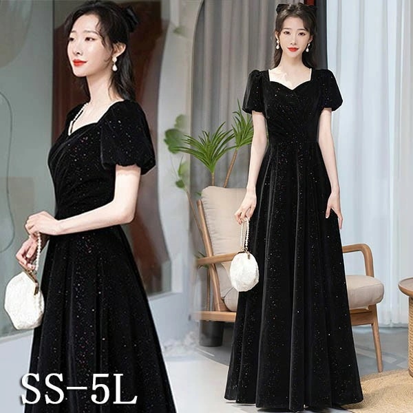 大特価ドレス 大人 ピアノ 発表会 演奏会用ドレス ロングドレス 演奏会 イブニングドレス 結婚式 母親 ピアノ発表会 中学生 パーティードレス 発表会ドレス 黒 高校生 大きいサイズ コンクール ロ