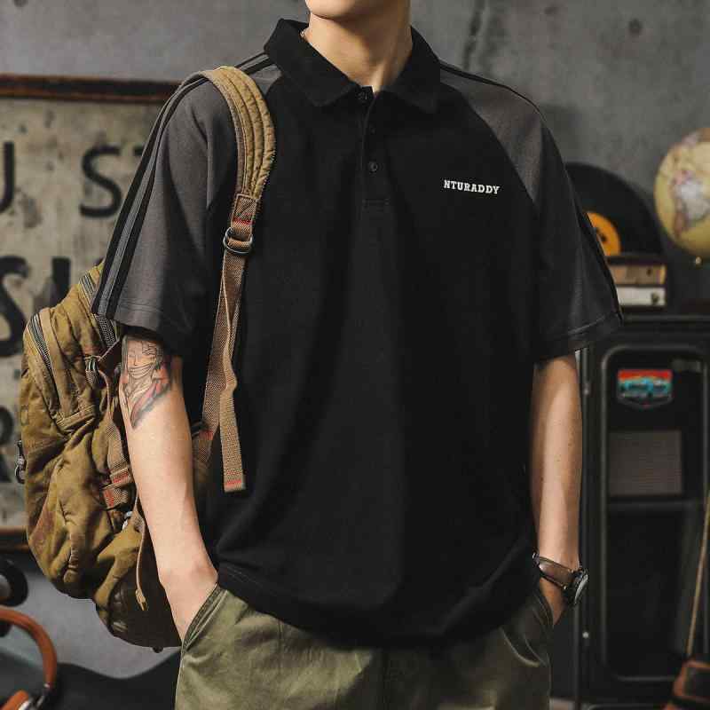 ポロシャツ メンズ トップス 綿 半袖 夏 ヘビーウェイト T シャツ スポーツ トップス スポーティ ドロップスリーブ コットン100
