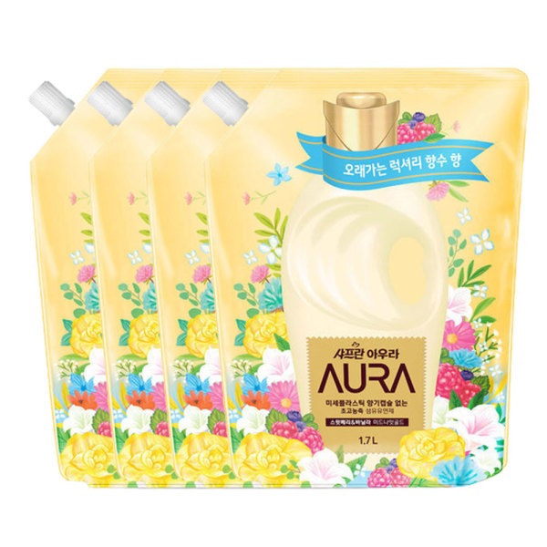 サフラン オーラ 柔軟剤 ミッドナイトゴールド 1.7L 4個