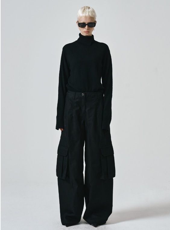 【NOIER】 COTTON FIELD WIDE PANTS : BLACK