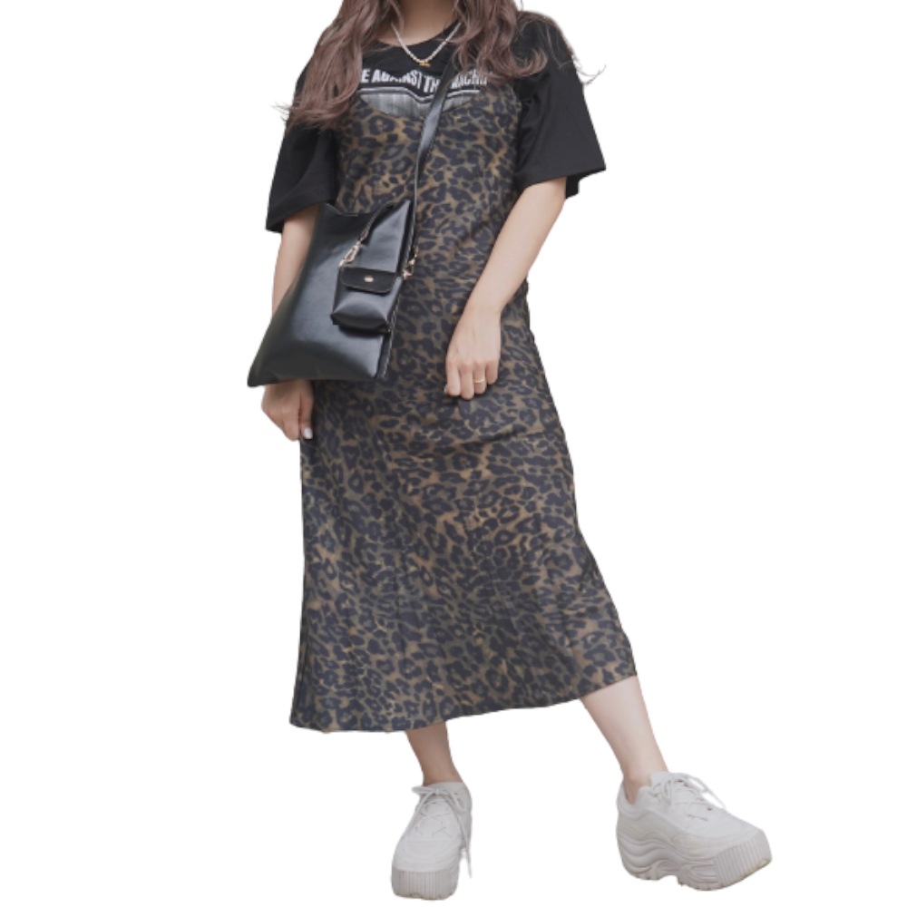 Leopard Flare Long Cami-Onepiece A.D.G レディース ファッション ワンピース