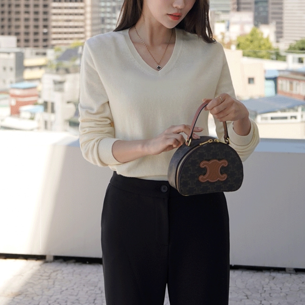 Click & Funny リアルソフトドロップ Vネックニット