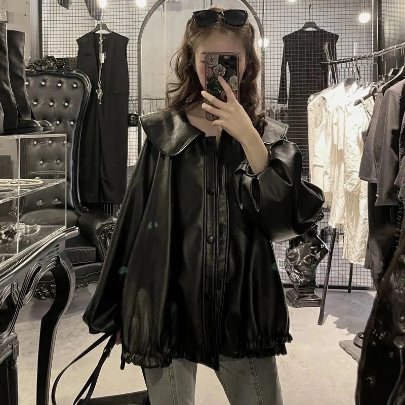 秋アウター 韓国の女性ファッシ今週の割引は 25% オフですョン / エコレザーツーウェイファスナージャケットライダース 2022はボアで決まりひと足お先にボア