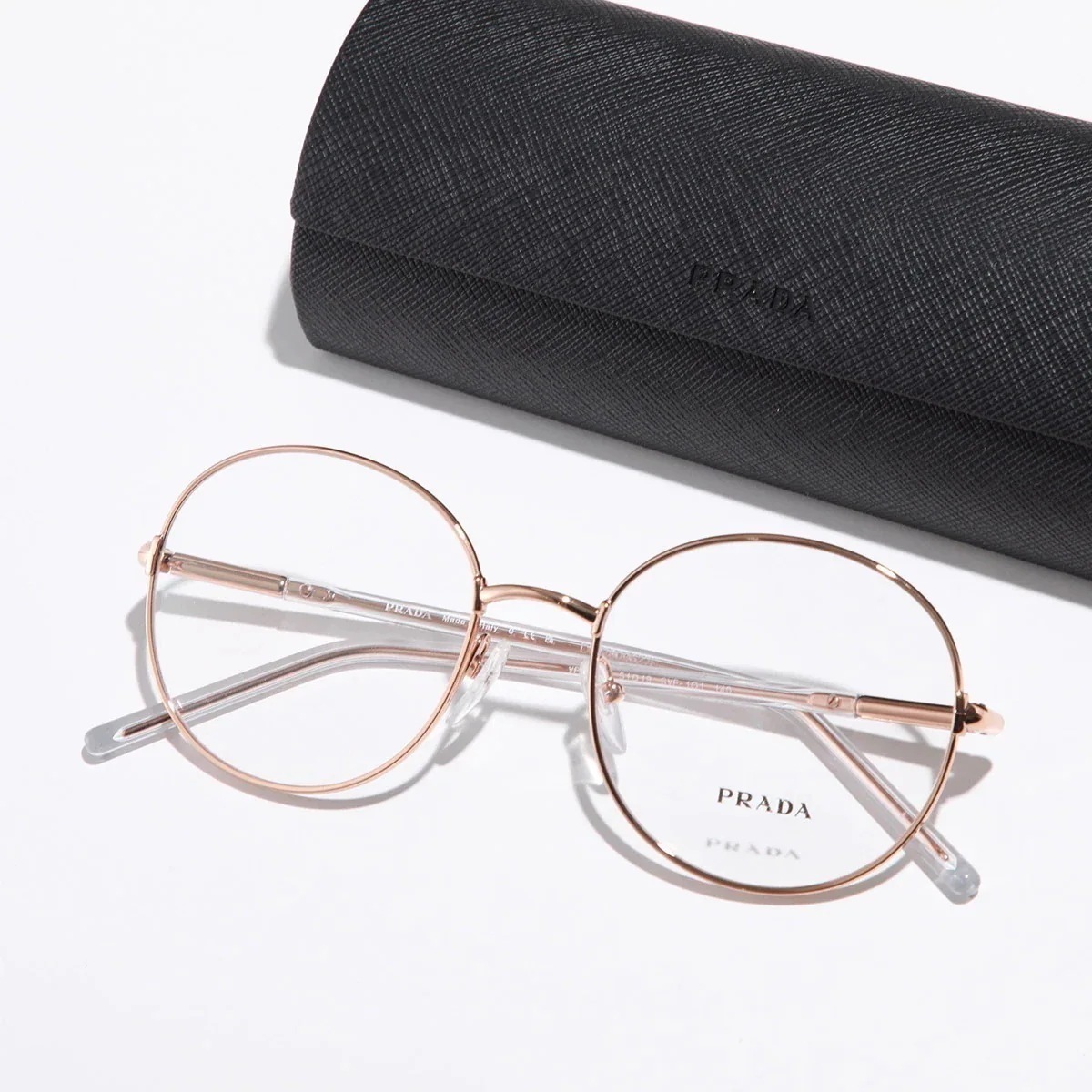 PRADA プラダ メガネ VPR 55W レディース ラウンド型 細フレーム メタルフレーム めがね 眼鏡 ロゴ アイウェア 伊達メガネ SVF-1O1/PI