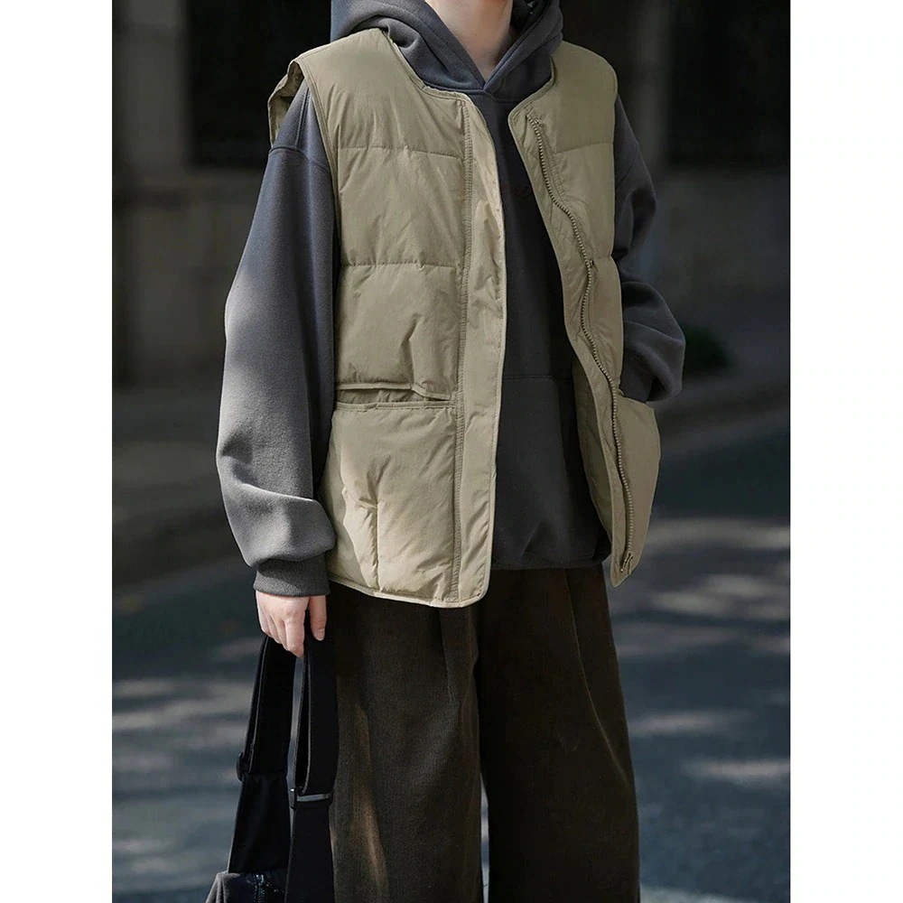 「YS良品」 2025冬新品 ダウンベスト 上質アヒル羽毛 ノースリーブ ラウンドネック レディース 保温 ダウンジャケット メガ割30%までに制限 5,180円