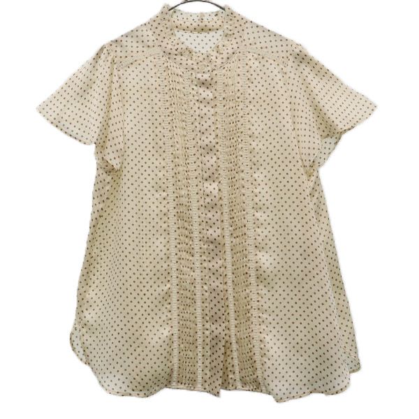 ドット 半袖 ブラウス ONE SIZE ベージュ シャツ レディース