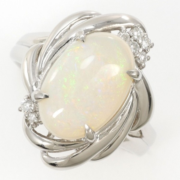 PT900 プラチナ リング 12号 オパール ダイヤ 0.10 カード鑑別書 ジュエリー 中古