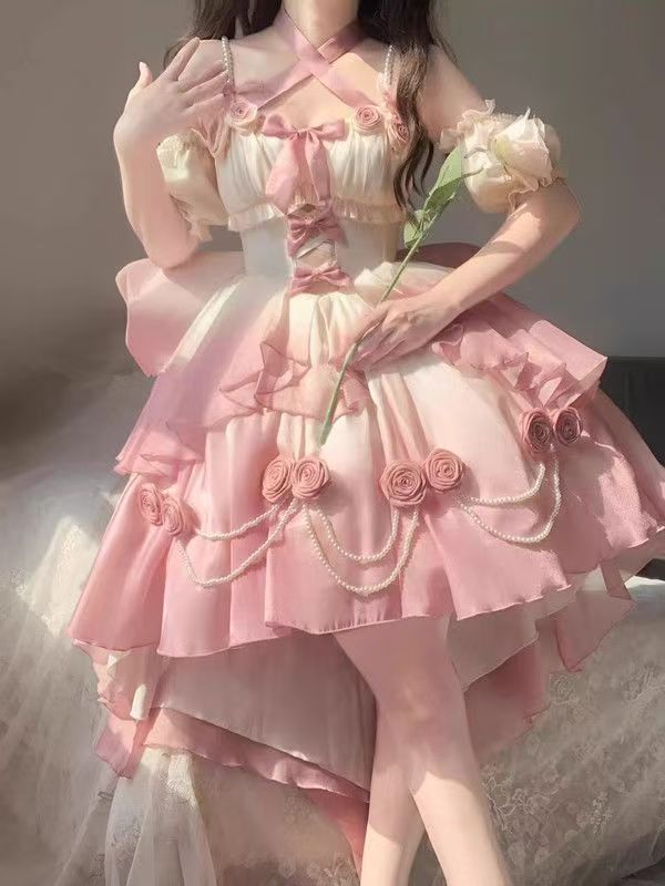 3日出荷 ピーチグラデーション プリンセス 宮廷風 甘い ロリータワンピース レディース