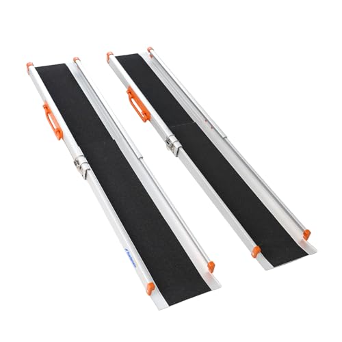 Ruedamann スロープ 車椅子 長さ77.5-122.5cm 無段階長さ調整可能 アルミスロープ 耐荷重300kg 伸縮式 段差解消 滑り